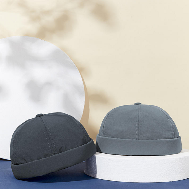 Hersteller Benutzerdefinierte Nylon Randlose Kappe Schnelltrocknendes Polyester Leon Hut Design Herren Retro Visier Gekräuselte Manschette Baseballkappe