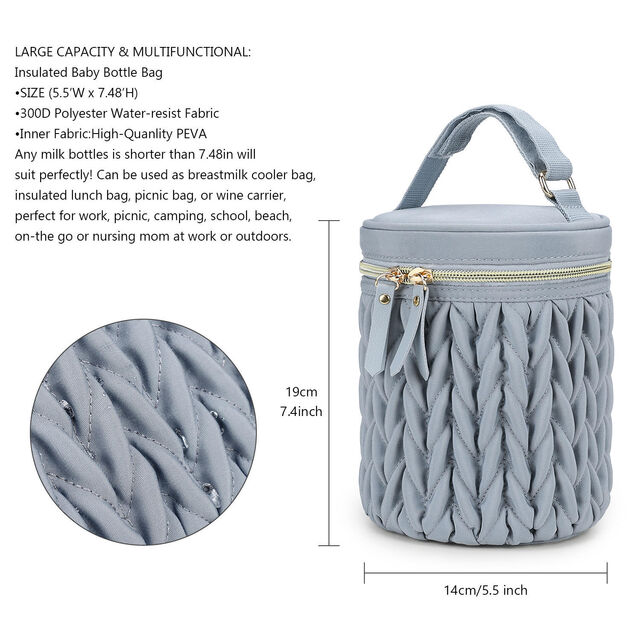 New Waterproof Portable Quilted Embroidered Baby Bottle Insulation Bag Stroller Hanging Feature Multi-Use Storage for Breast