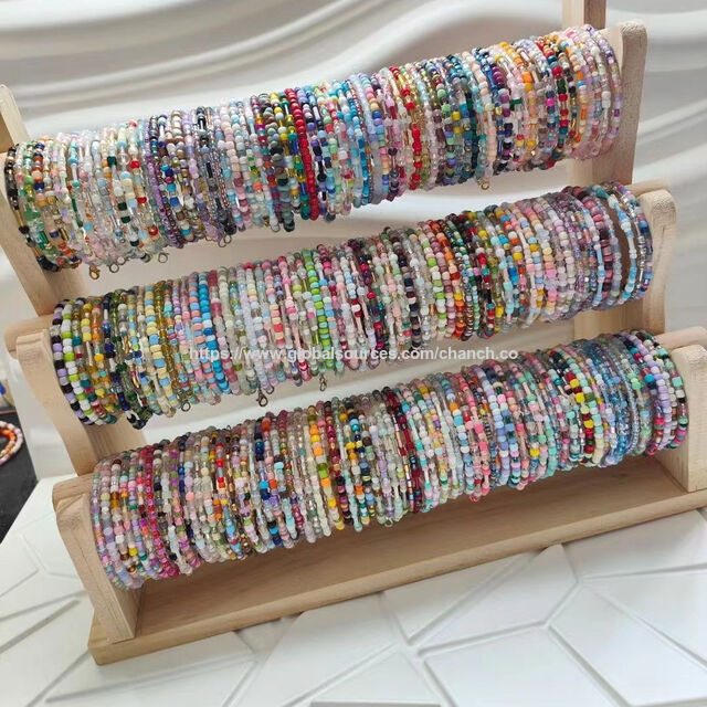 Pulseiras de pérolas de imitação estilo simples, pulseira de plástico com bom preço, aceitamos design personalizado