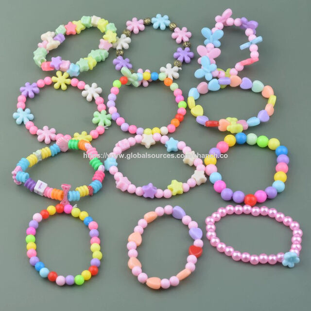 Pulseiras de pérolas de imitação estilo simples, pulseira de plástico com bom preço, aceitamos design personalizado