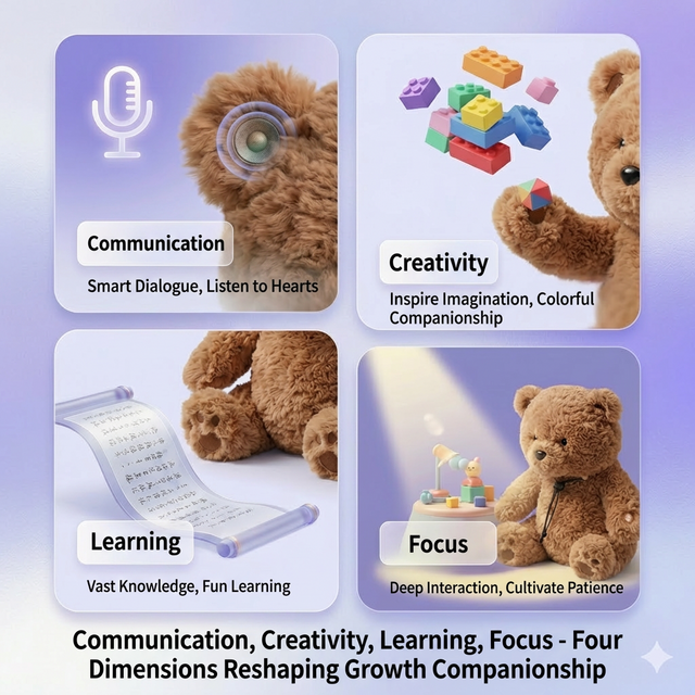 Jeu d'Amour Beambox AI Vivi Bear Peluche Compagnon Alimenté par Modèle de Langage Large (ChatGPT) - Autonomie 10-12 Jours, Chargement Type-C