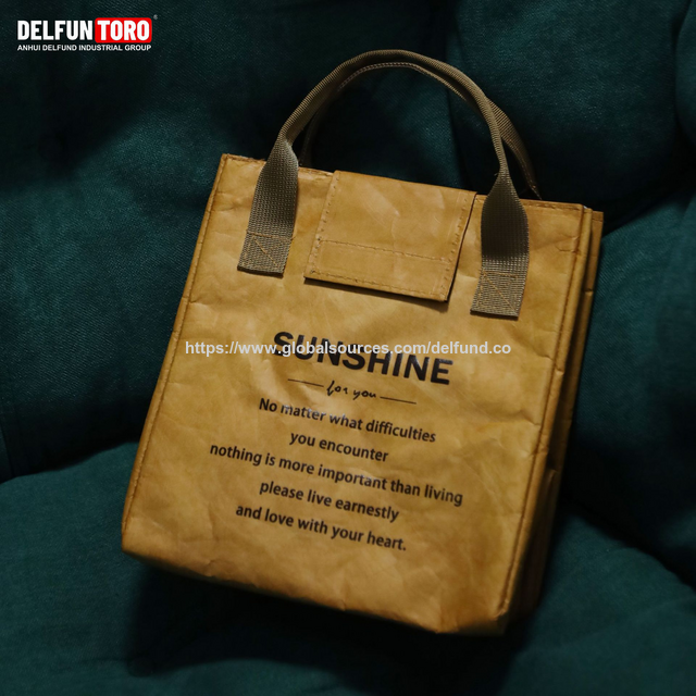 DELFUN TORO - Sacoche Glacière Portable Imperméable en Papier Tyvek Lavable pour Emballage et Pique-niques, Voyage Léger