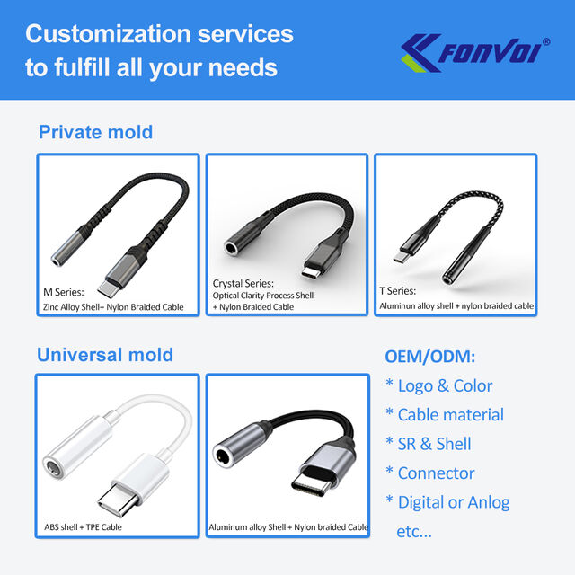 Adaptador de Fone de Ouvido USB C para 3.5mm OEM ODM, Adaptador de Áudio Tipo C para 3.5mm
