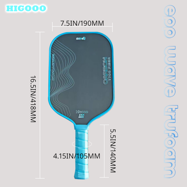HIGOOO GEN4 Wave Foam Core Pickleball Schläger Trufoam 16mm Toray Carbon Fiber Pickleball Schläger Raue Oberfläche Langlebig