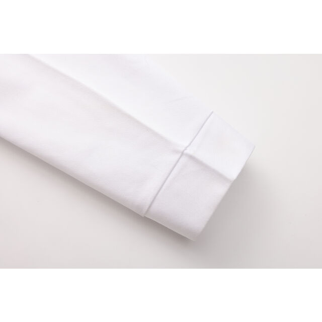 Veste d'uniforme de travail personnalisée pour femme, col châle, boutons sur le devant, manches longues avec poignets, couture française, poches avant et arrière.