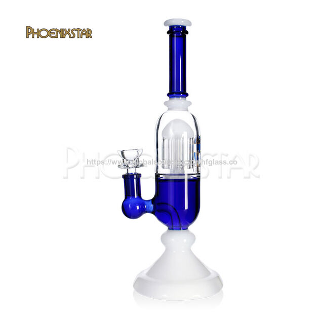 Vente en gros Phoenix Star 11,5 pouces pipe à crack 10 bras percolateur base ronde pipe à eau en verre pour fumer couleurs mixtes avec bol de 14 mm