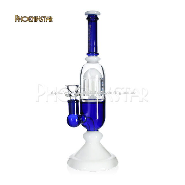 Vente en gros Phoenix Star 11,5 pouces pipe à crack 10 bras percolateur base ronde pipe à eau en verre pour fumer couleurs mixtes avec bol de 14 mm