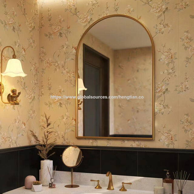 Espejo de baño, espejo de pared para lavabo, iluminación LED inteligente, espejo de tocador arqueado antivaho para baño