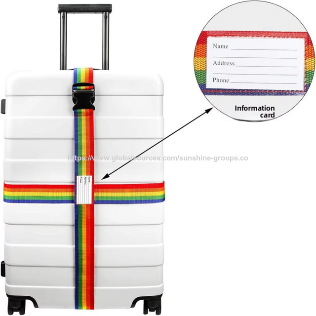 Sangle de Bagage Réglable en Polyester 2M pour Voyage, Sangle de Bagage Couleur Arc-en-ciel avec Serrure à Combinaison de Sécurité, Sangle de Sécurité pour Bagages