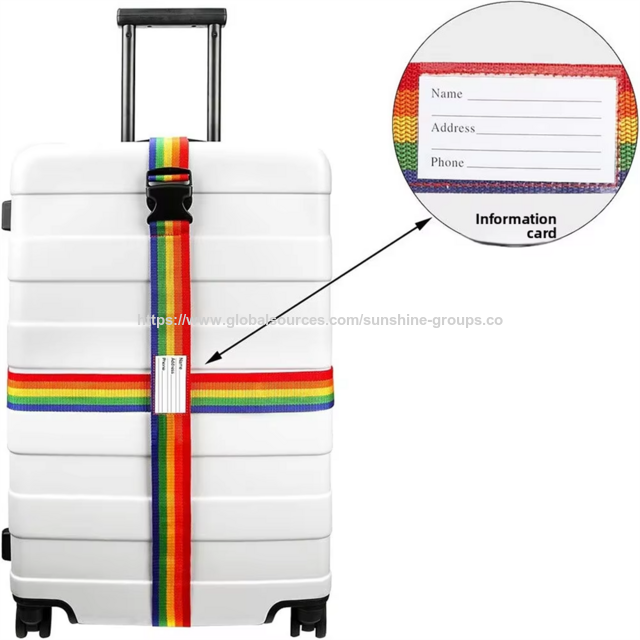 Sangle de Bagage Réglable en Polyester 2M pour Voyage, Sangle de Bagage Couleur Arc-en-ciel avec Serrure à Combinaison de Sécurité, Sangle de Sécurité pour Bagages