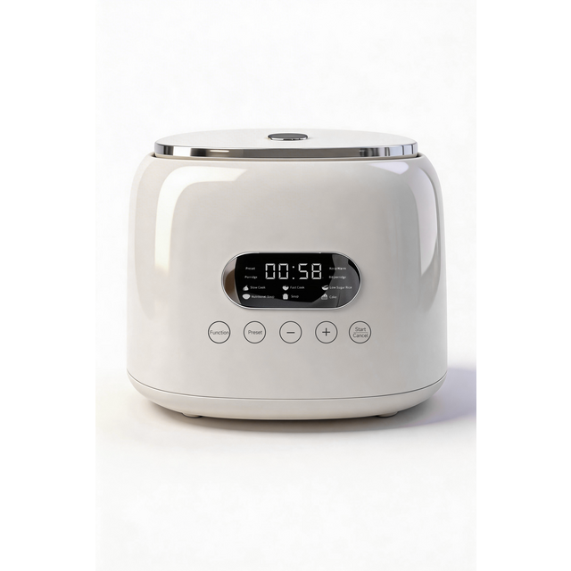 Cuiseur à Riz Intelligent Multifonction avec Maintien au Chaud, 5L, Affichage LED, Plastique Blanc, Utilisation Facile