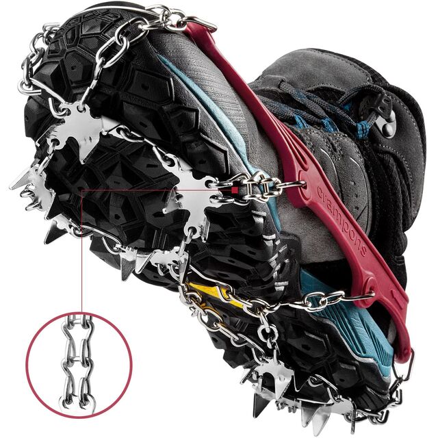 Crampones Antideslizantes para Hielo, 19 Puntas de Acero Inoxidable, para Botas y Zapatos de Hombre, Mujer y Niños - Tracción Superior para Nieve y Hielo