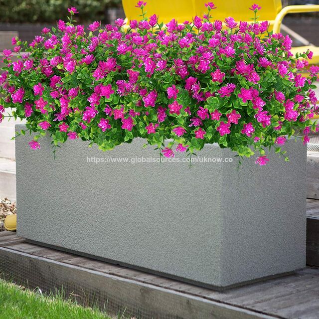 Flores Artificiais Falsas para Exterior, Folhagem de Plástico Verde para Interior e Exterior, Jardineiras Suspensas, Casa, Escritório