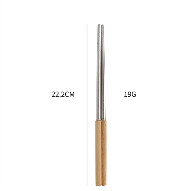 Ensemble de couverts avec manche en bois de hêtre, couteau à steak, fourchette, cuillère, baguettes en acier inoxydable
