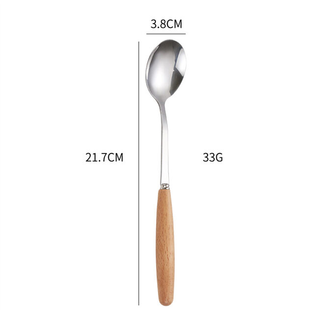 Ensemble de couverts avec manche en bois de hêtre, couteau à steak, fourchette, cuillère, baguettes en acier inoxydable