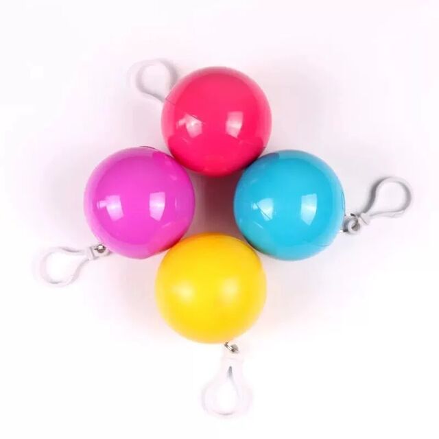 Impermeable desechable portátil, bola de bolsillo esférica comprimida, impermeable de viaje para adultos para hombres y mujeres al aire libre