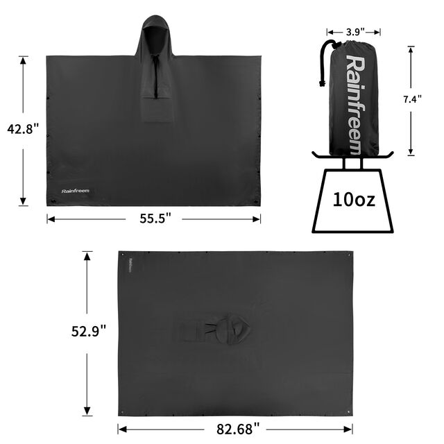 Impermeable y Poncho de Senderismo Multifuncional para Exteriores 3 en 1 con Recubrimiento de PU para Adultos