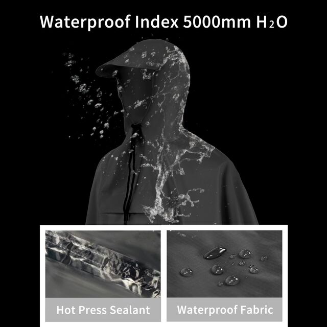 Impermeable y Poncho de Senderismo Multifuncional para Exteriores 3 en 1 con Recubrimiento de PU para Adultos