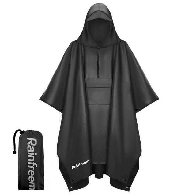 Impermeable y Poncho de Senderismo Multifuncional para Exteriores 3 en 1 con Recubrimiento de PU para Adultos