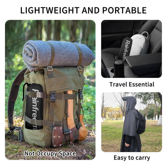 Impermeable y Poncho de Senderismo Multifuncional para Exteriores 3 en 1 con Recubrimiento de PU para Adultos