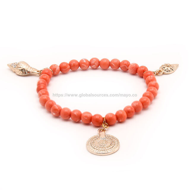 Elastische Perlenarmbänder aus Modeschmuck mit Charm-Anhängern