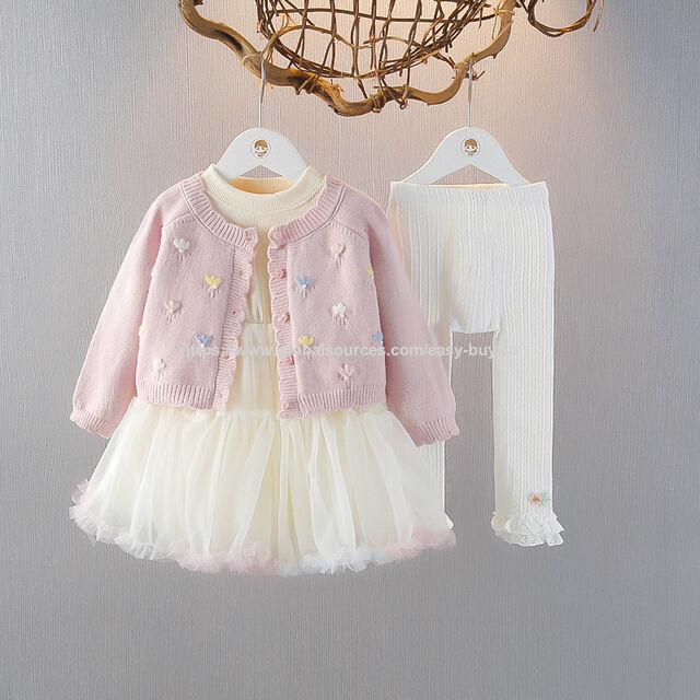 Cardigan de malha feito à mão para meninas, casaco suéter de primavera e outono com laço, top princesa de manga bufante para bebês
