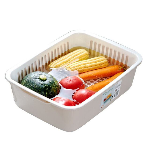 Cesta Drenante de Cocina Grande Multifuncional de Doble Capa, Cuenco para Lavar y Almacenar Frutas y Verduras