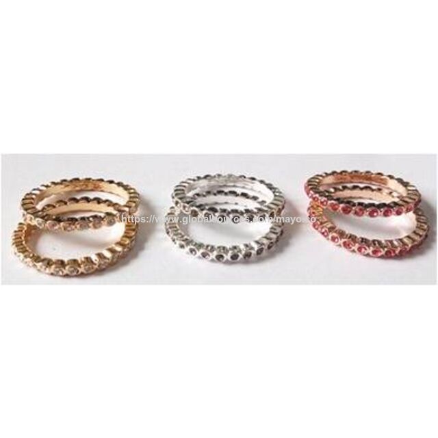 Strass-Ring-Sets in Mehrfarbig, Mehrfach-Ring-Packs