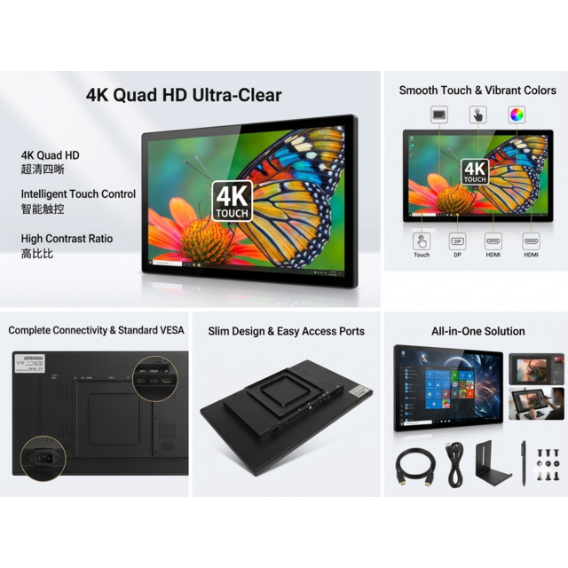 Monitor 4K OEM/ODM de 21.5/24/27 pulgadas Ultra HD 3840*2160 Pantalla LCD para Venta Minorista, Montaje en Pared, Cartelera Digital para Anuncios de Lujo en Tiendas