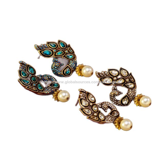 Vente en gros Boucles d'oreilles puces Boho Vintage, boucles d'oreilles pendantes baroques chunky, boucles d'oreilles clip rétro statement pour femmes