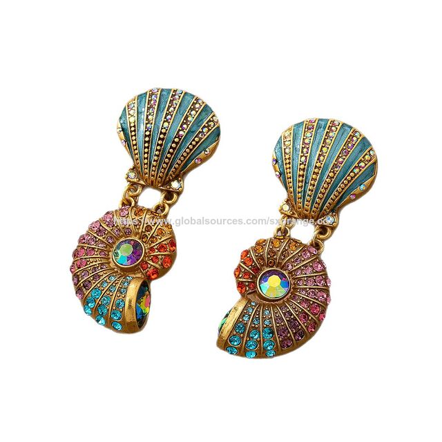 Vente en gros Boucles d'oreilles puces Boho Vintage, boucles d'oreilles pendantes baroques chunky, boucles d'oreilles clip rétro statement pour femmes