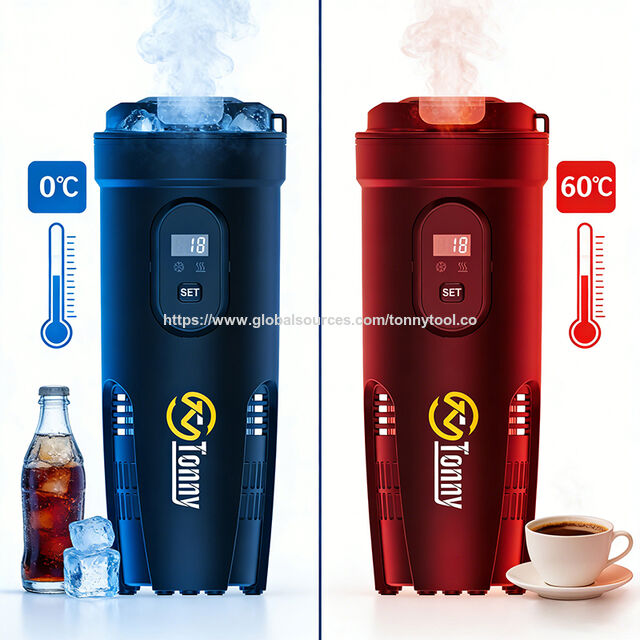 Tasse Intelligente 2 en 1 Prête à Offrir : Refroidissement et Chauffage, 12V DC 36W, Mug Thermoélectrique Refroidisseur Chauffe-tasses avec Affichage Numérique pour Bureau