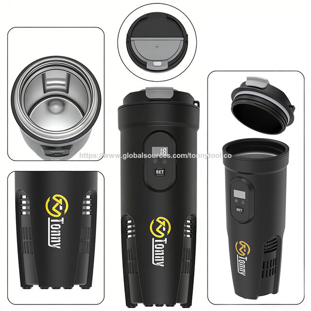 Tasse Intelligente 2 en 1 Prête à Offrir : Refroidissement et Chauffage, 12V DC 36W, Mug Thermoélectrique Refroidisseur Chauffe-tasses avec Affichage Numérique pour Bureau