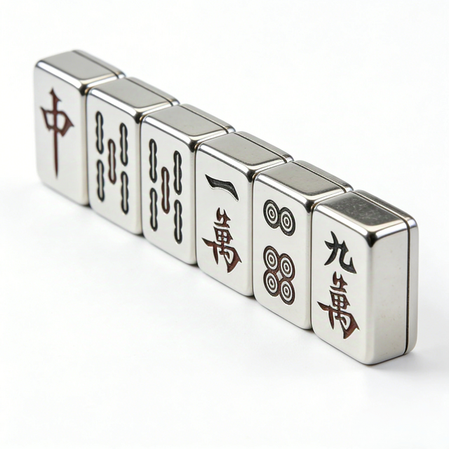 Fichas de Mahjong de Metal Mecanizado | Piezas de Juego de Lujo Premium