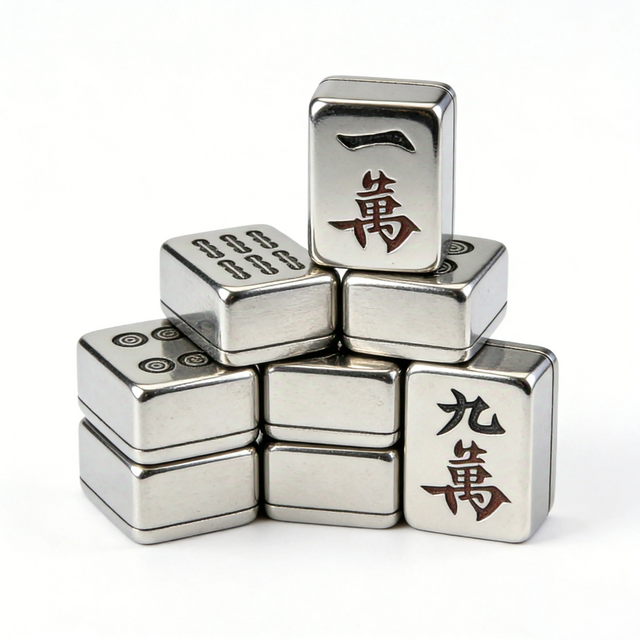 Fichas de Mahjong de Metal Mecanizado | Piezas de Juego de Lujo Premium