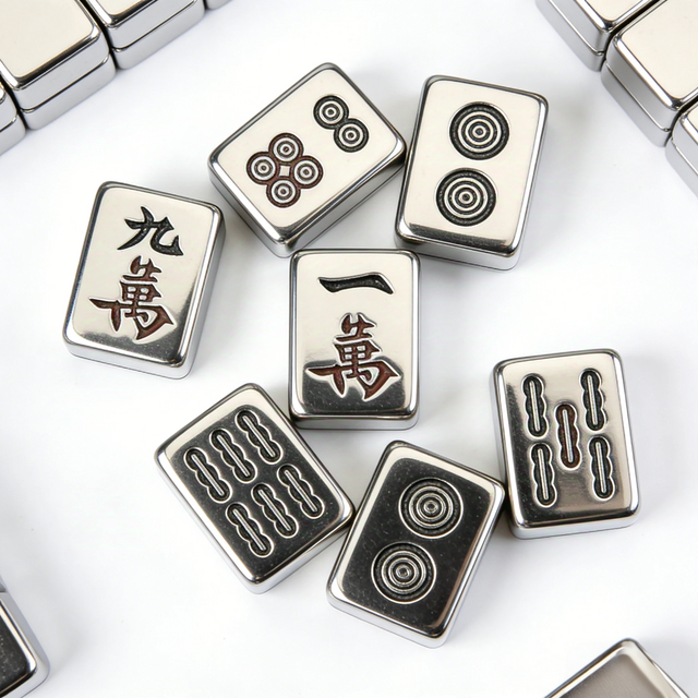 Fichas de Mahjong de Metal Mecanizado | Piezas de Juego de Lujo Premium