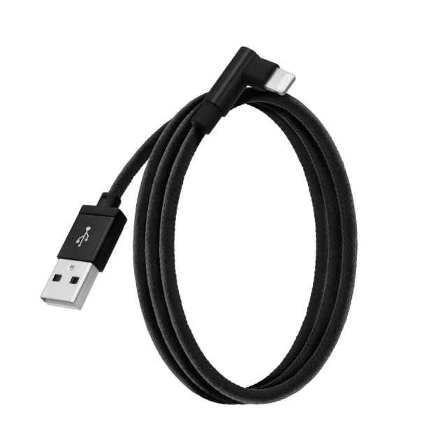 Cable de Carga USB-A a Lightning de 12W 2.4A | Cable Lightning Trenzado en Ángulo Recto | Envío desde China o Malasia | Venta al por Mayor y OEM