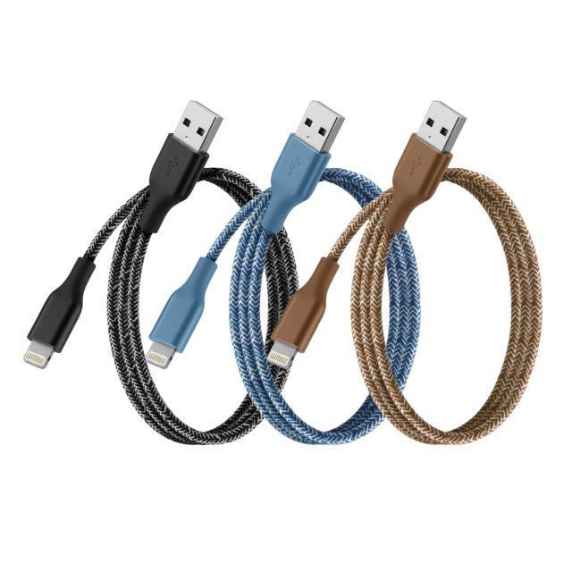 Cable de Carga Rápida USB-A a Lightning de 12W 2.4A | Trenzado Bicolor | Carcasa de Aluminio | Envío desde China / Malasia | Venta al por Mayor y OEM