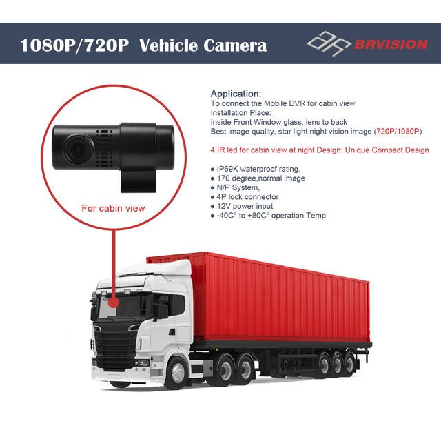 Kamera IP69K dengan IR, Kamera Depan Night Vision untuk Van dan Truk