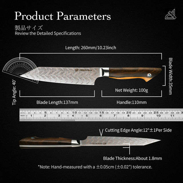 Couteau de Cuisine Kiritsuke en Acier Damas VG10 Style Japonais pour Couper Légumes et Poissons - Couteau Japonais