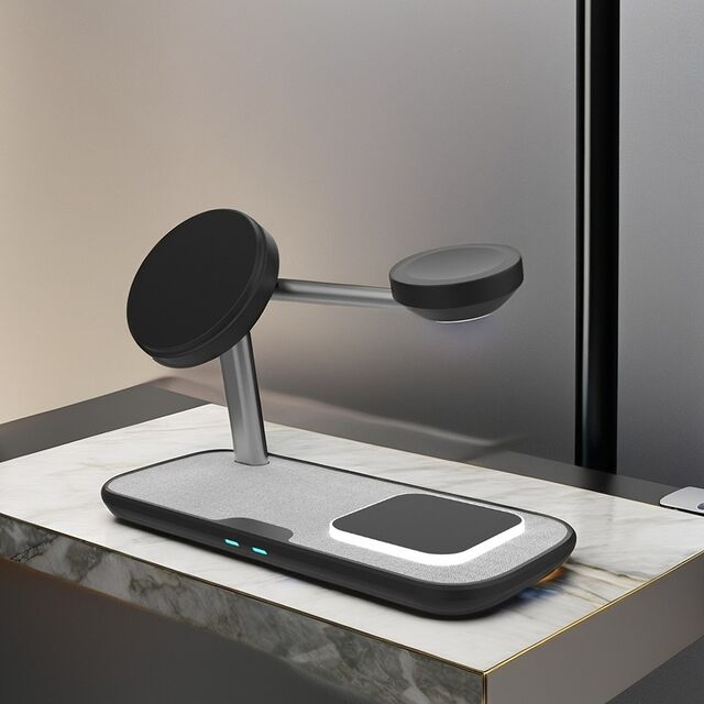 Chargeur sans fil magnétique portable de bureau universel personnalisable à charge rapide 3 en 1 10W 15W pour smartphone