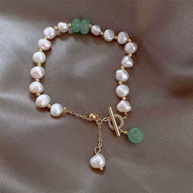 Pulsera de Perlas de Imitación Irregulares al por Mayor, Diseño de Hebilla de Paz, Joyería Minimalista Estilo INS para Mujeres Mejores Amigas