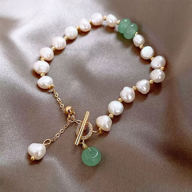 Pulsera de Perlas de Imitación Irregulares al por Mayor, Diseño de Hebilla de Paz, Joyería Minimalista Estilo INS para Mujeres Mejores Amigas