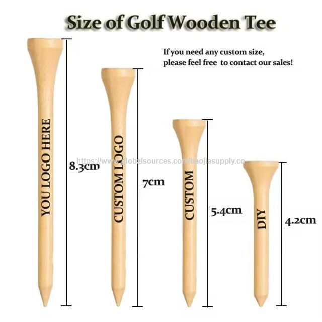 Klassische Holzkegel für Golf, natürlich, umweltfreundlich, langlebig, 2 3/4 Zoll, 100er-Pack für Golftraining