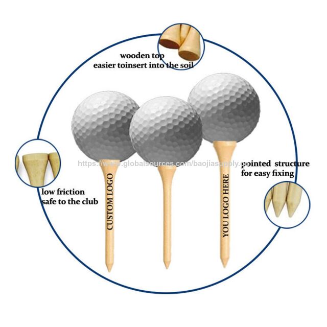 Klassische Holzkegel für Golf, natürlich, umweltfreundlich, langlebig, 2 3/4 Zoll, 100er-Pack für Golftraining