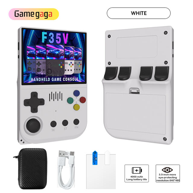 Consola de Videojuegos Portátil Retro X F35V, 3.5 Pulgadas 640*480, Reproductor de Videojuegos Portátil de Código Abierto con Chip A33P, Batería de 4000mAh, Más de 30 Emuladores