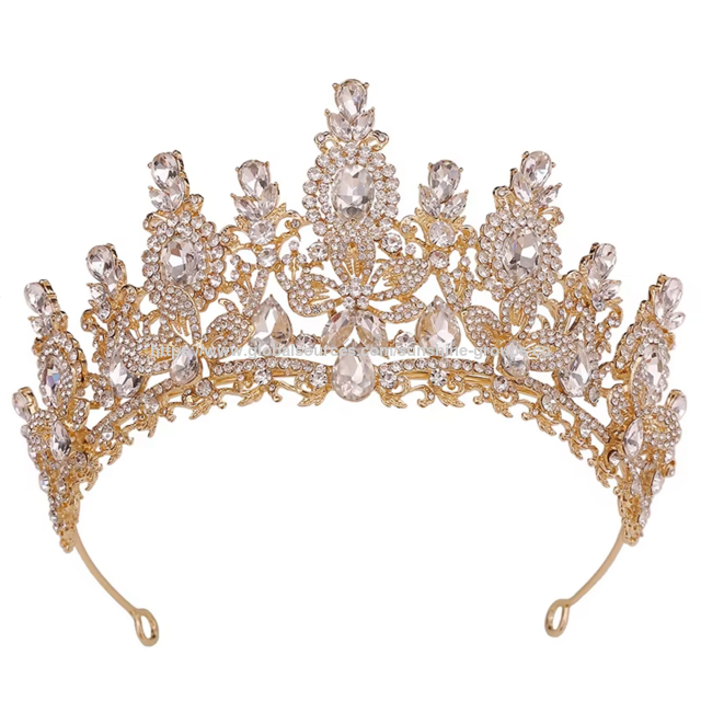 Tiara de Coroa de Princesa de Cristal Luxuosa para Noivas, Casamentos e Bailes - Acessório de Cabeça Feminino