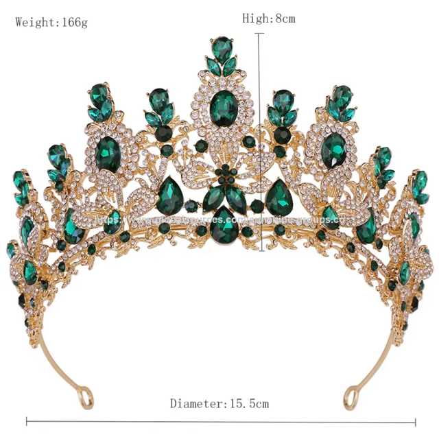 Tiara de Coroa de Princesa de Cristal Luxuosa para Noivas, Casamentos e Bailes - Acessório de Cabeça Feminino