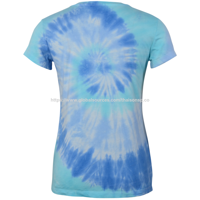 Damen T-Shirt mit V-Ausschnitt und kurzen Ärmeln, Batikmuster [LTD2]
