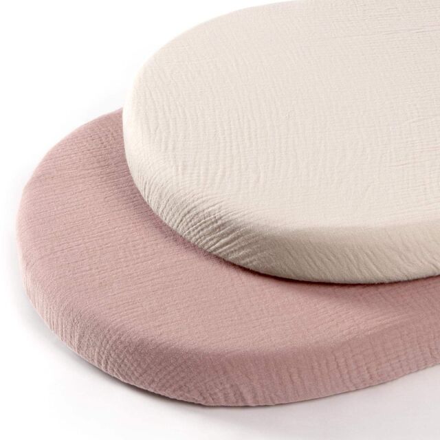 Organic Cotton Yarn Dyed Breathable 2 Piece Cradle Sheet Set with Removable Mattress Cover for Baby Cribs